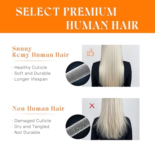 Sunny Hair Sew in Hair Extensions Real Human Hair 18 Inch Double-Wefted Golden Blonde Mix Medium Blonde Highlights Long Straight Add Volume Can be Styled 100G - Thumbnail 2
