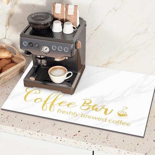Findosom Dish Drying Mat, 12"x 20" Super Absorbent & Hide Stain Coffee Mat, Cuttable Drying Mat for Kitchen Counter, Coffee Bar Accessories, Under Dish Rack, Coffee Maker, Espresso Machine, White - Thumbnail 5
