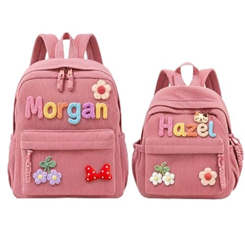 KEQHAULI Custom Corduroy Backpack—a matching parent-child set featuring a hand-woven cotton cord design, making it an ideal birthday gift.