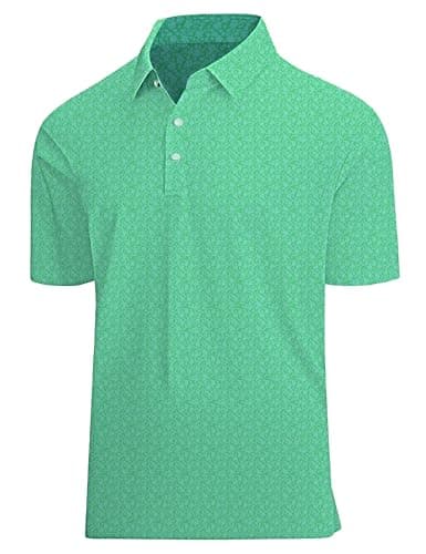 Actflare Polo Shirts for Men Moisture Wicking Quick-Dry Pattern Print Performance Polo Shirts for Men Green Floral L - Image 1