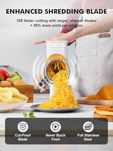 GDL Rotary Cheese Grater Hand Crank - Upgraded Cheese Shredder with 4 Interchangeable Blades, Rotary Grater with Non-slip Suction Base, Easy to Clean Kitchen Grater Slicer Grinder for Vegetable Nuts - Thumbnail 4