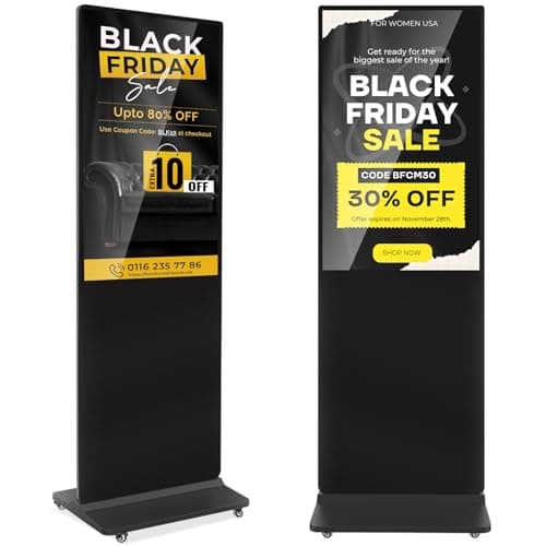 YCKJNB 43 inch 4K Indoor Digital Signage LCD Screen IPS Floor Standing Digital Kiosks Interactive Displays with WiFi HDMI/USB Input Auto AD Player, Android OS Black