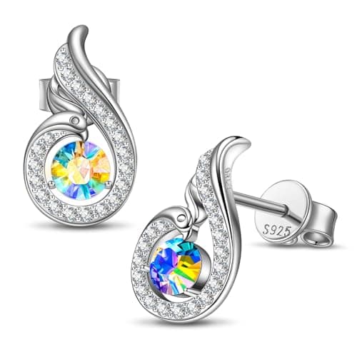 Kate Lynn Phoenix Earrings 925 Sterling Silver Stud Earrings for Women Crystal Jewelry, Birthday Gifts for Women Wife Christmas Mothers Day Gifts for Mom Daughter Sister Friend - Image 1