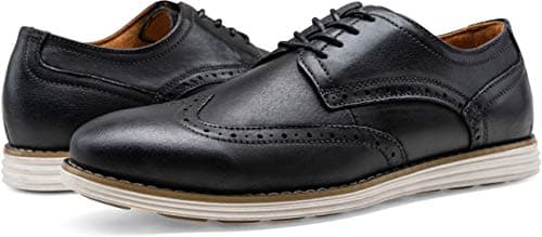 Vostey Men's Dress Shoes Leather Oxford Shoes Black Dress Shoes for Men Wingtip Casual Dress Shoes(BMY629 Black 10.5) - Thumbnail 5