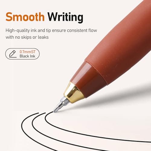 Niodel Gel Pens,6 Pcs Quick Drying Black Ink Medium Point 0.7mm Pens,Smooth Writing Pens with Silicone Sheath,Silent Click Pen Set for Journaling Note Taking (style_1) - Thumbnail 6