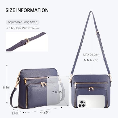 Goinsound Womens Crossbody Purse Small Crossbody Bags for Women with Built in RFID Wallets Blue - Thumbnail 3