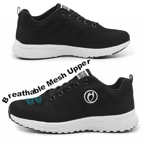 HAJINK Womens Black Casual Sneakers for Women Walking Tennis Shoes Non Slip Breathable Mesh Lightweight Female Running Shoes(Black,7) - Thumbnail 3