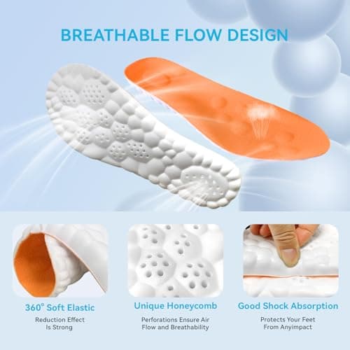 Steppers Insoles for Men & Women, 2026 New 4D Memory Foam Cloud Footstr Insoles, Comfortable & Breathable Massage Shoe Inserts with Arch Support for Foot Pain & Fatigue (Orange, US M 11.5-13) - Thumbnail 2