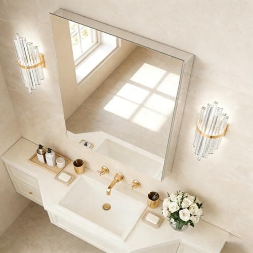 BROBIG 20 x 26 Medicine Cabinet Mirror, Moisture-Proof Aluminum Bathroom Medicine Cabinet with Mirror, Bathroom Mirror Cabinet with Adjustable Shelves, DTC Hinges, Recessed/Surface-Mounted - Thumbnail 5