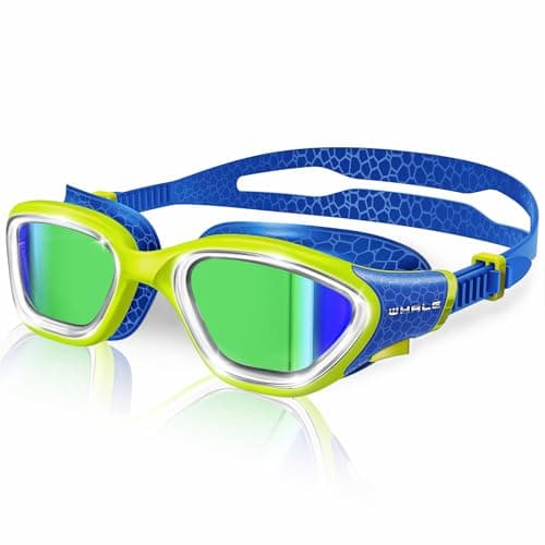 Whale Swim Goggles Polarized Anti-Fog Lenses, Unisex | 100% UV Protection | Anti-Fog Design (Fluorescent Green-Blue; Polarized Lens) - Image 1