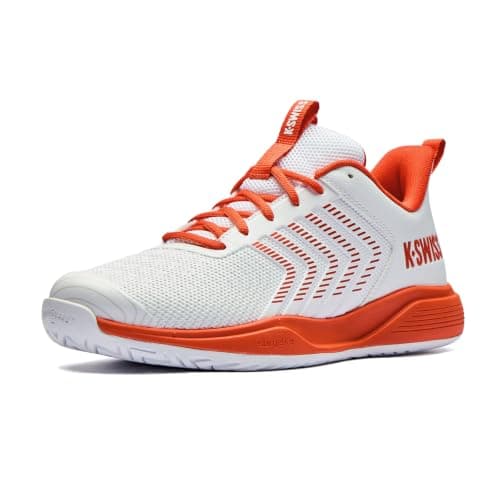 K-Swiss Men's Ultrashot Light Pickleball Tennis Shoe - Lightweight Court Shoes Lateral Movement Stable Support, White/Red 9.5 M - Image 1
