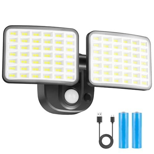 Rechargeable Battery Operated Motion Sensor Outdoor Lights with 2500LM & 4000LM(High Brightness), Battery Powered Lights 1-3 Months Endurance, USB Charging Security Lights for Garage Yard Patio Garden - Image 1