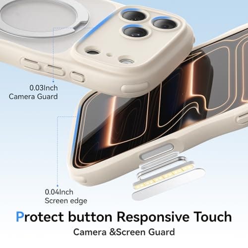 XWZ for iPhone 17 Pro Max Case for Women Girls with Stand,【Compatible with MagSafe】,【Camera Control】,【Full Camera Protection】, Cute Wave Magnetic Phone Case for iPhone 17 Pro Max,Stone - Thumbnail 4