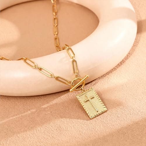 YBNGSMK Gold Cross Necklace for Women - 18K Gold Cross Necklace for Women, Daughter, Girlfriend, Family, Fashion Gifts - Thumbnail 4