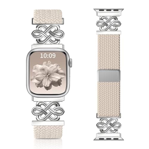 Chinber Braided Band Compatible with Apple Watch Bands 40mm 38mm 41mm 42mm 44mm 45mm 46mm 49mm, Magnetic Clasp Fabric Nylon Interlock Buckle Straps for iWatch Ultra Series 10/9/8/7/6/5/4/3/2/1/SE - Image 1