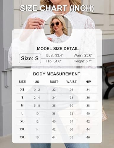 Blooming Jelly Womens Lace Long Sleeve Tops Tie Front Lined Dressy Blouse Fall 2025 Fashion Trendy Ladies Elegant Business Casual Outfit (X-Large, Light Blue) - Thumbnail 6