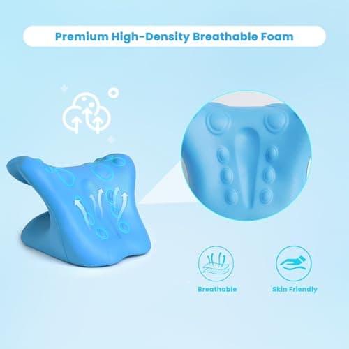 Karlstruyn Neck Stretcher Cervical Traction Device, Neck Hump Corrector for TMJ Pain and Shoulder Pain Relief, Neck and Shoulder Relaxer, Ergonomic Pain Pillow for Spine (Blue) - Thumbnail 6