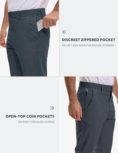 AOHIKE Golf Pants Men Lightweight Stretch - Moisture-Wicking Quick Dry Work Dress Pants Casual Slacks, Grey - Thumbnail 4
