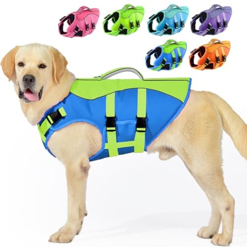 PETDSH Dog Life Jacket Medium, High Flotation Dog Life Vest for Swimming Boating, Reflective Puppy Lifejacket with Superior Buoyancy and Rescue Handle, Adjustable Safety Dogs Floating Vests - Image 1