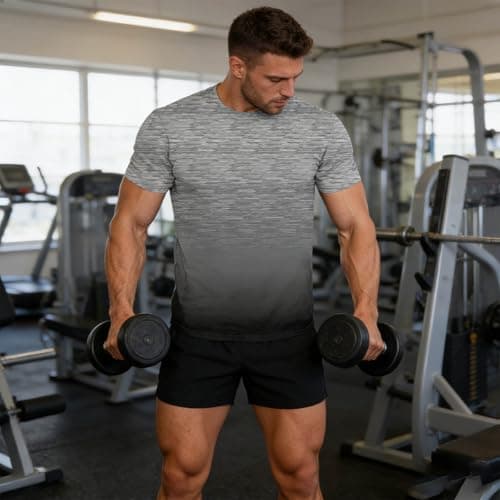 Cozople Athletic T Shirts for Men Running Dry Fit Gym Pickleball Shirts Moisture Wicking Short-Sleeve Gray Tee Jersey for Sports Workout XL - Thumbnail 4