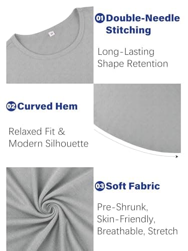 JEMLDL Mens T Shirts Short Sleeve Classic Basic T-Shirts Gym Workout Athletic Crew Neck Shirt Gray Big and Tall 5XL - Thumbnail 6