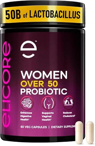 ELICORE Probiotics for Women 50 Billion CFU - Lactobacillus for Digestive & Vaginal Health - Non-GMO, Gluten-Free Blend with MAKTREK Bi-Pass Technology - Vaginal Probiotics - 60 Veg Capsules - Image 1