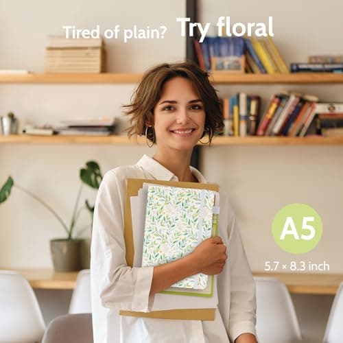 CAGIE Floral Lined Journal for Women – A5 Hardcover Leather Journal Notebook with 320 Pages, 100GSM Paper, College Ruled Notebook, Journaling Notebooks for Writing, Daily Notes - Thumbnail 6