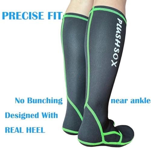 PLUSHSOX Premium long Neoprene Wet Wading socks, no Bunching at Ankle, Wader Sock for Men Women Surfing Diving Fly Fishing Swimming Hiking Hunting Skiing Cold Weather, Gift Socks (X-Small, black) - Thumbnail 4