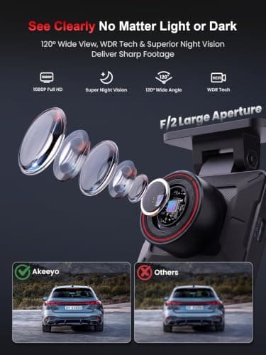 AKEEYO P1 Mini Dash Cam – Super Compact Front Dash Camera for Cars, 1080P Full HD, Easy App Control, Clear Night Vision, Loop Recording & 24H Parking Mode, G-Sensor, No Card Included - Thumbnail 3