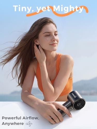 Cheerair Handheld Portable Fan, 6-Speed Powerful Mini Personal Fan, Rechargeable 5000mAh Battery with Up to 15 Hours Runtime, Pocket Turbo Fan with Smart LED Display, Ideal for Travel, Camping, Makeup - Thumbnail 2