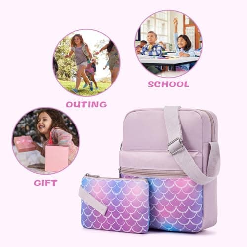 WOOMADA 2pcs Canvas Bag Crossbody Purses Cross Body Bag Messenger Bag CrossBody Purse Set(Violet Scales) - Thumbnail 6
