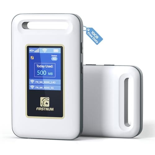 Portable WiFi Hotspot for Travel, 4G LTE Mobile Hotspot Device with 10GB Free US Data, No SIM Card or Contract Required, Connect Up to 10 Devices, Pocket WiFi for RV & Outdoor Use