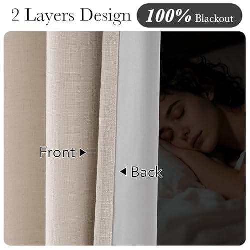 NICETOWN PRO 100% Blackout Taupe Curtains 90 inches Long, Pinch Pleated Window Treatments Thermal Insulated Linen Blend Drapes for Bedroom/Living Room, 2 Panels, W40 x L90 - Thumbnail 3