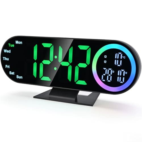 Digital Alarm Clocks with 16 Night Light, Loud Alarm Clock for Heavy Sleepers Adults Teens Kids Seniors, 3 Brightness 2 Alarm Mirror and LED Big Display Clocks for Bedside, Desk, Bedrooms Living Room - Image 1