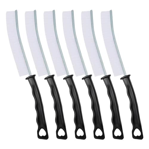Hard Bristle Crevice Cleaning Brush, Versatile Scrub Tool for Kitchen, Window, Vehicle, Faucets,Grout, Household Use, and Bathroom 6 Pack Color Black and White - Image 1