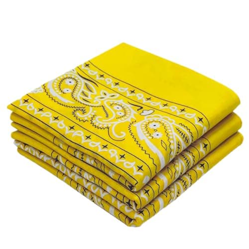 EVERY-VILLE Where EVERYone is Welcome Yellow Bandanas - 3 Pack Gift Set, 100% Cotton, 22x22 Inches