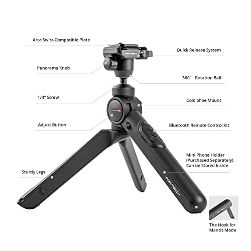 PGYTECH MANTISPOD 2.0 Bluetooth Mini Camera Vlogging Tripod Small Travel Flexible DSLR Pocket Stand Video Vlog Desktop Shooting Selfie Mount with Remote Control - Thumbnail 4