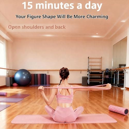 JYTIYUWA Resistance Bands with Handles,Figure 8 Resistance Band Elastic Fitness Bands Yoga Exercise Band for Home Gym Workout,Pilates,Strength Training Pink 25LB - Thumbnail 6
