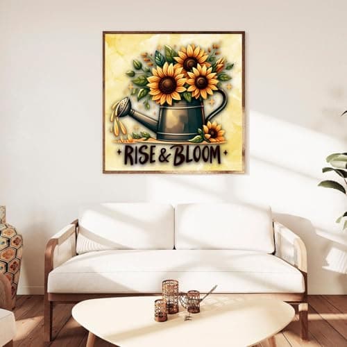 igoodom Diamond Art Kits for Adults, Sunflower Diamond Painting Kit, Full Drill Round Sunflower Diamond Art Kits, DIY Gem Art and Crafts for Home Wall Decor Gift 14x14inch - Thumbnail 4