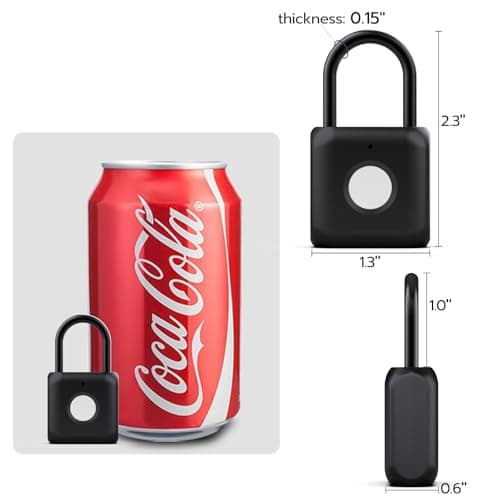 Fingerprint Padlock Phone Watch App Gym Locker Lock: Keyless Padlock eLinkSmart Combination Lock - Black Metal Bluetooth Remote for Locker Backpack Suitcase Luggage - Thumbnail 5