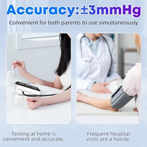 GUAEVER Blood Pressure Monitor Rechargeable Upper Arm Blood Pressure Monitors for Home Use Large Screen Bp Machine with 8.7"-16.5" Bp Cuff, 2x120 Memory, Voice Broadcast Bp Monitor (Black) - Thumbnail 3