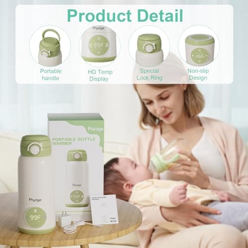 Portable Bottle Warmer for Travel, 15oz Capacity Portable Milk Warmer for Baby, Formula, Breast Milk & Water, On The Go Bottle Warmer with Long Battery Life, Even Heating, Precise Temperature Control - Thumbnail 2
