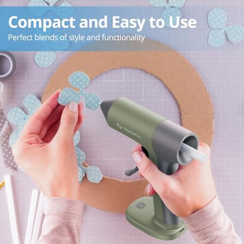 Tilswall 4V Glue Gun, Hot Glue Gun Cordless with Rapid 30s Preheat, 2000mAh Type-C Rechargeable, and 20 Glue Sticks, Anti-drip Nozzle, Auto Shut-Off, Ideal for Crafting - Green - Thumbnail 2