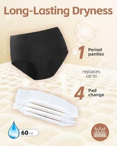 Dtuomo Incontinence Underwear for Women, Absorbency LeakProof Postpartum Underwear Period Panties Women Menstrual Briefs - Thumbnail 3