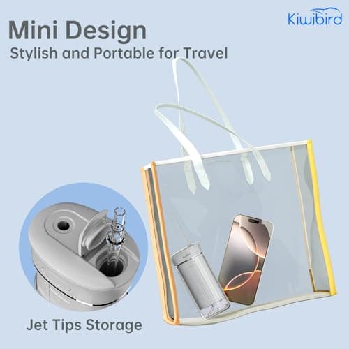 KIWIBIRD Mini Water Flosser for Travel, Ultra-Portable Cordless Oral Irrigator with UVC Light, IPX8 Waterproof 3 Modes, 230mL Teeth Cleaner for Tonsil Stones & Braces Care - Home & Travel (Green) - Thumbnail 6