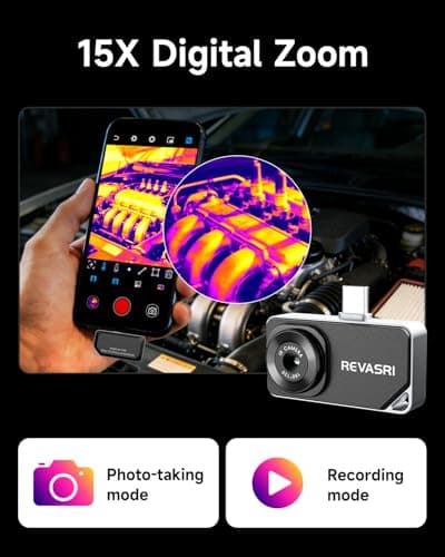 REVASRI Thermal Camera for Type-C iPhone & Android Device, 320x240 Super Resolution, 15x Digital Zoom, 25Hz Thermal Imaging Camera for Water Leak Detection,HVAC Electrical Plumbing, Home Inspection - Thumbnail 4