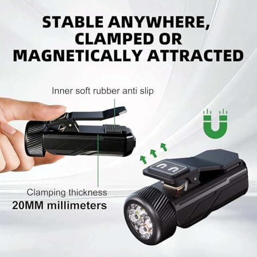 BESTRU Pro S EDC Flashlight Clip-on Light, 600 Lumens Type-C Rechargeable with White LED, UV and RGB, Magnetic Hands-Free Flash Lights for Work, Signaling, Inspection (Black) - Thumbnail 5