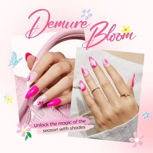 modelones Pink Gel Nail Polish Set,Hema-Free Light Pink White Hot Pink Gel Polish Kit Magenta Purple Shimmer LED 6 Colors 2026 Spring Easter Nail Art Gift Salon DIY Starter Kit - Thumbnail 2