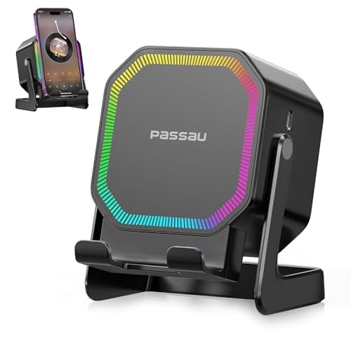 Passau Wireless Induction Speaker with Phone Stand, BT5.4, Stereo Sound, 7 RGB Lights, 12H Playtime, All-in-1 Bluetooth Speakers for iPhone/Android/iPad, Cool Tech Gadgets Gifts for Men Women Teens - Image 1