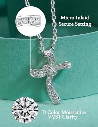 IMOLOVE Moissanite Necklace for Women, 925 Sterling Silver Infinity Pendant, Dainty Jewelry Gift, Sparkling Round Cut Pendant – Shine Bright, Spend Light - Thumbnail 2